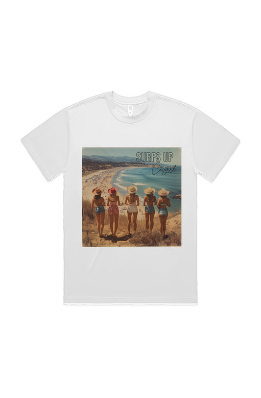 Surfs up cowgirl 60's heavy T